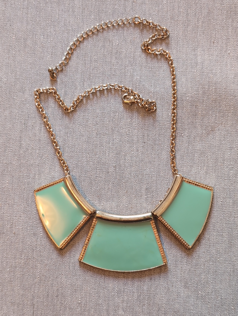 Gold-Tone Mint Green Statement Necklace - Women Jewelry